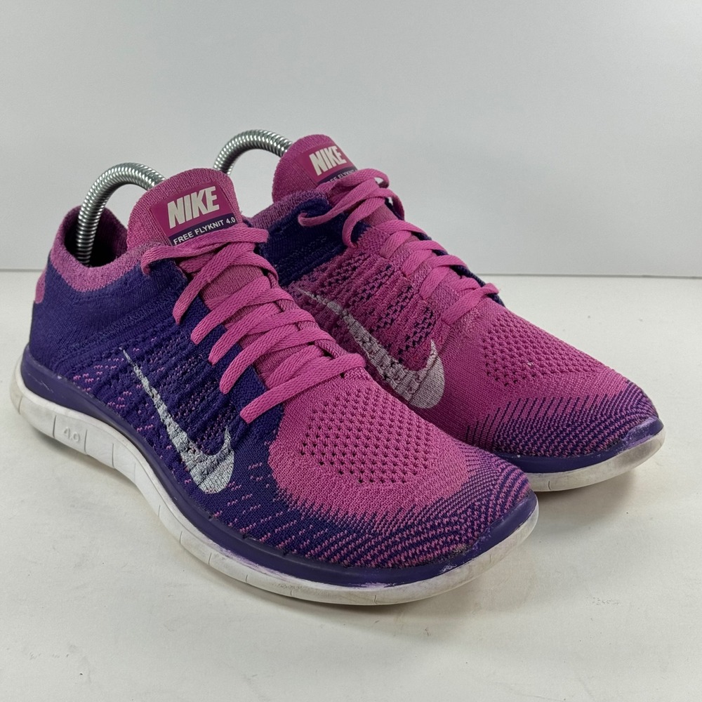 Nike Free Flyknit 4.0 Womens Purple Pink‎ Running Shoes 631050-615 Size 8.5 - Picture 2 of 12
